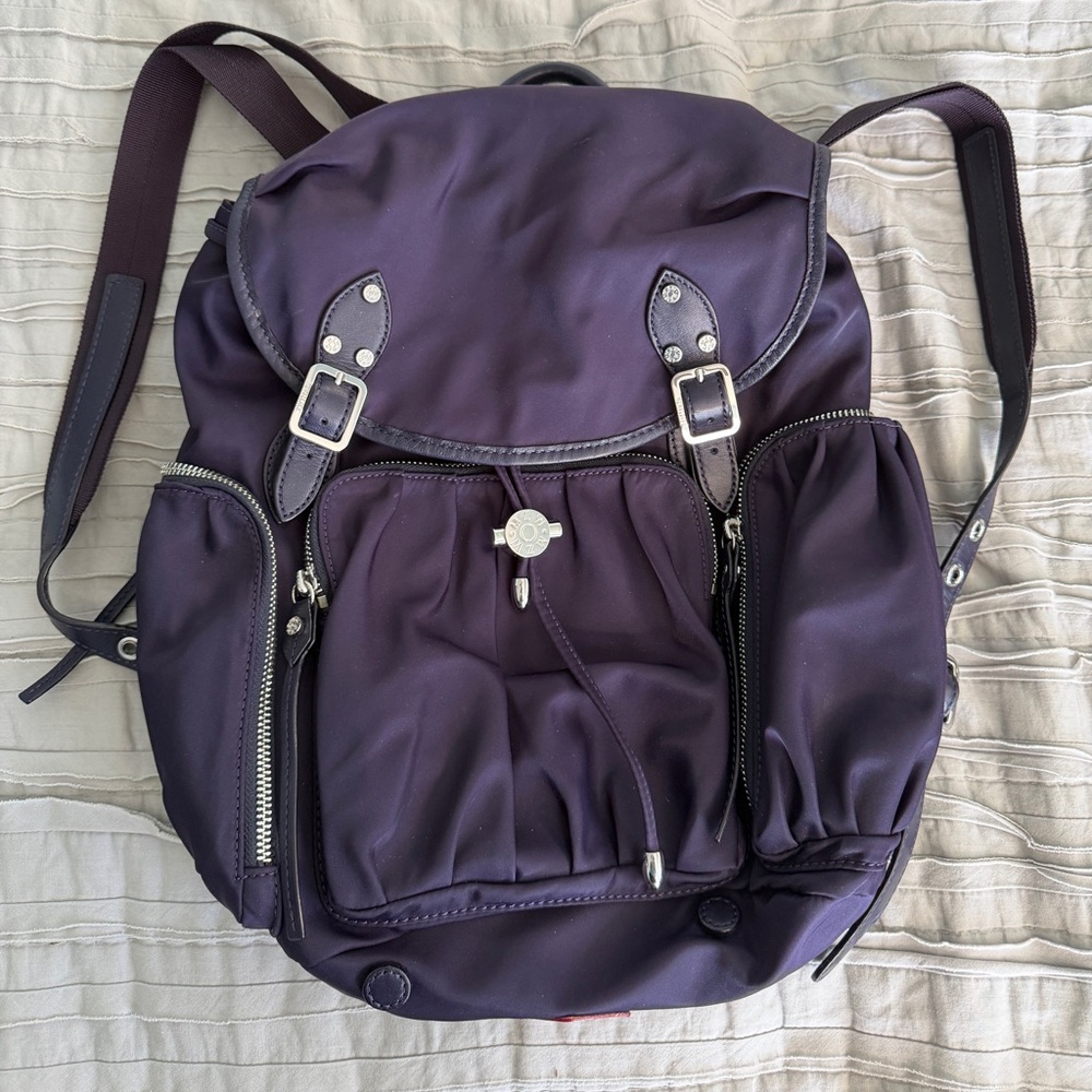MZ Wallace Marlena Backpack Purple Drawstring Backpack with Lots of Pockets